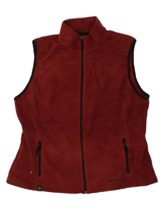 EDDIE BAUER Womens Fleece Gilet UK 20 2XL Burgundy Polyester