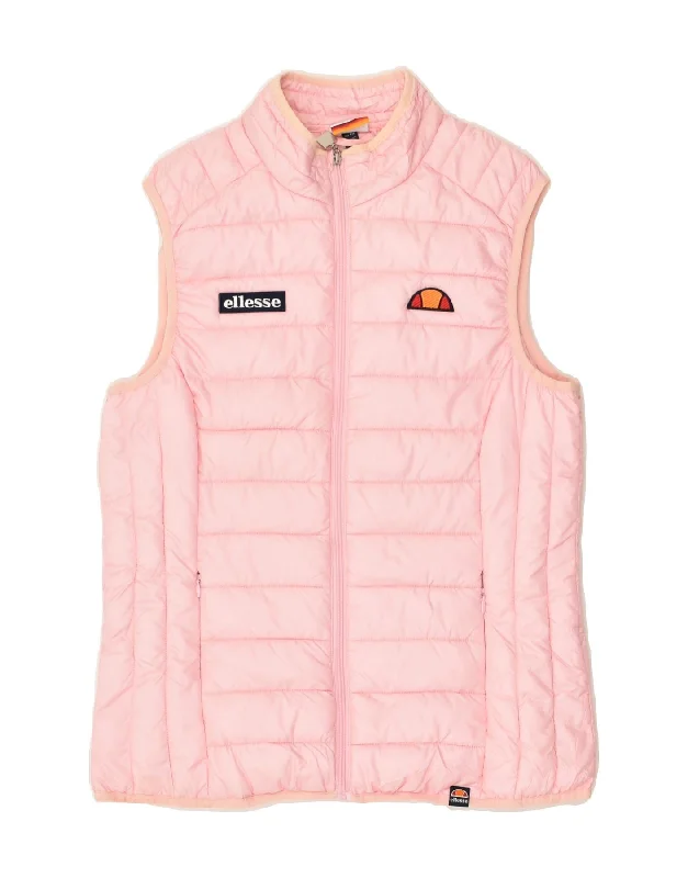 ELLESSE Womens Padded Gilet UK 12 Medium Pink Polyester