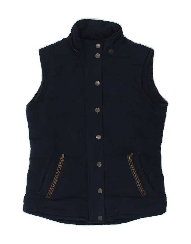 FAT FACE Womens Padded Gilet UK 10 Small  Navy Blue Polyester