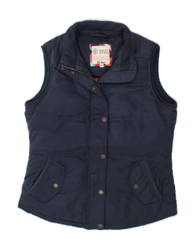 FAT FACE Womens Padded Gilet UK 12 Medium  Navy Blue Polyester