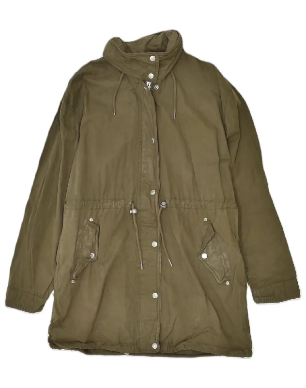 FAT FACE Womens Windbreaker Coat UK 12 Medium Khaki Cotton