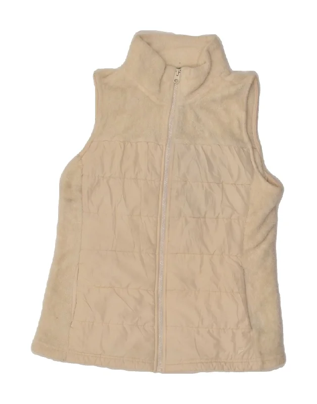 FILA Womens Padded Gilet UK 10 Small Beige Polyester