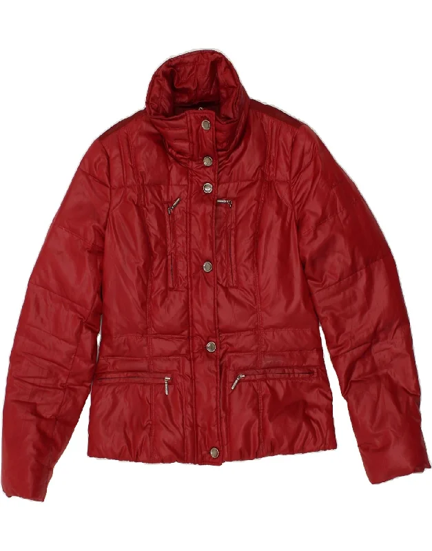 GEOX Womens Loose Fit Padded Jacket UK 6 XS Red Polyester