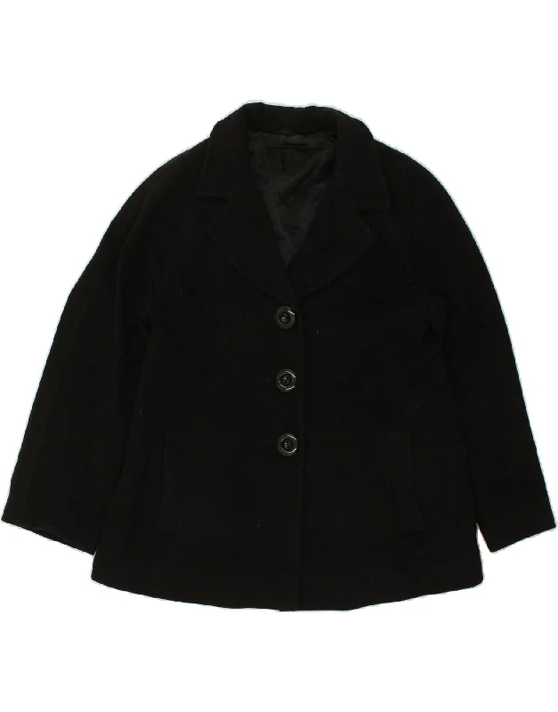 HOBBS Womens Overcoat UK 10 Small  Black Wool