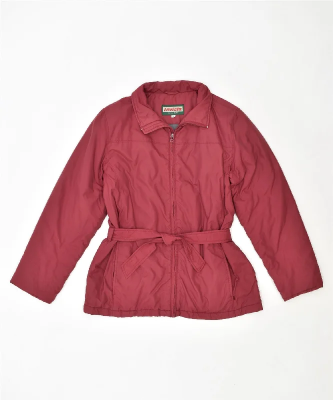 INVICTA Womens Belted Windbreaker Jacket UK 14 Medium Burgundy Polyamide