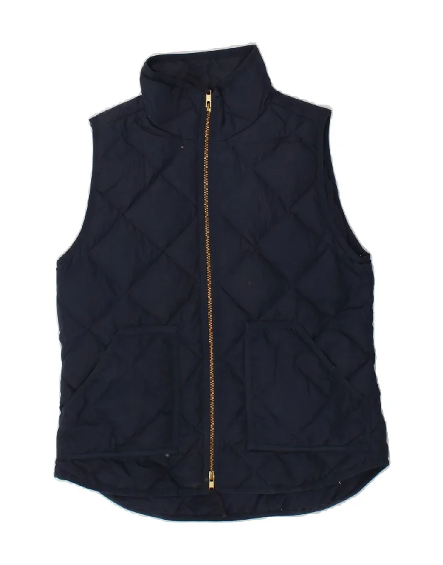 J. CREW Womens Padded Gilet UK 10 Small Navy Blue Polyester