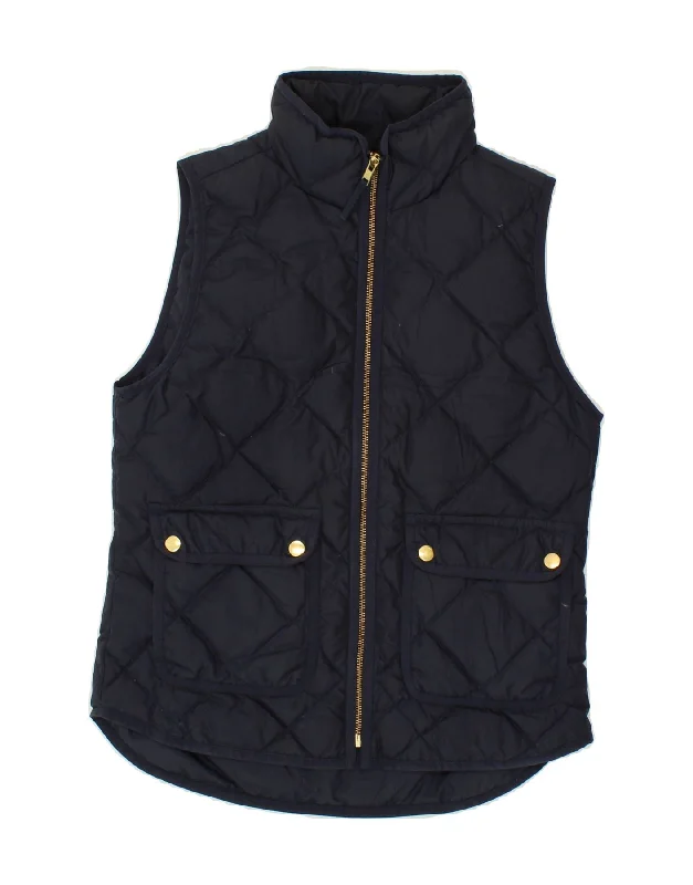 J. CREW Womens Quilted Gilet UK 6 XS Navy Blue Polyester