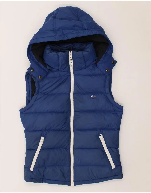 JACK WILLS Womens Hooded Padded Gilet UK 8 Small Blue Nylon