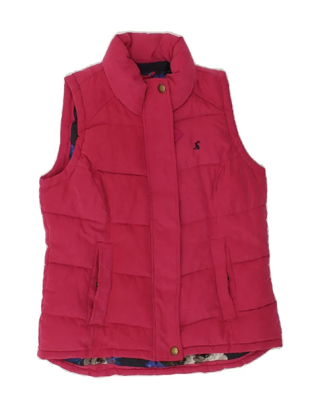 JOULES Womens Padded Gilet UK 8 Small Pink Cotton