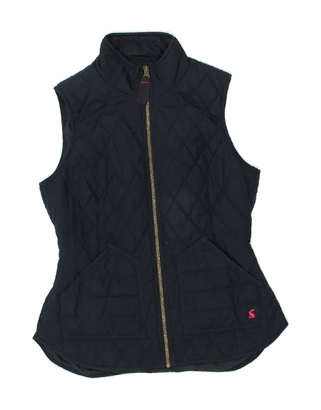 JOULES Womens Quilted Gilet UK 10 Small  Navy Blue Polyester