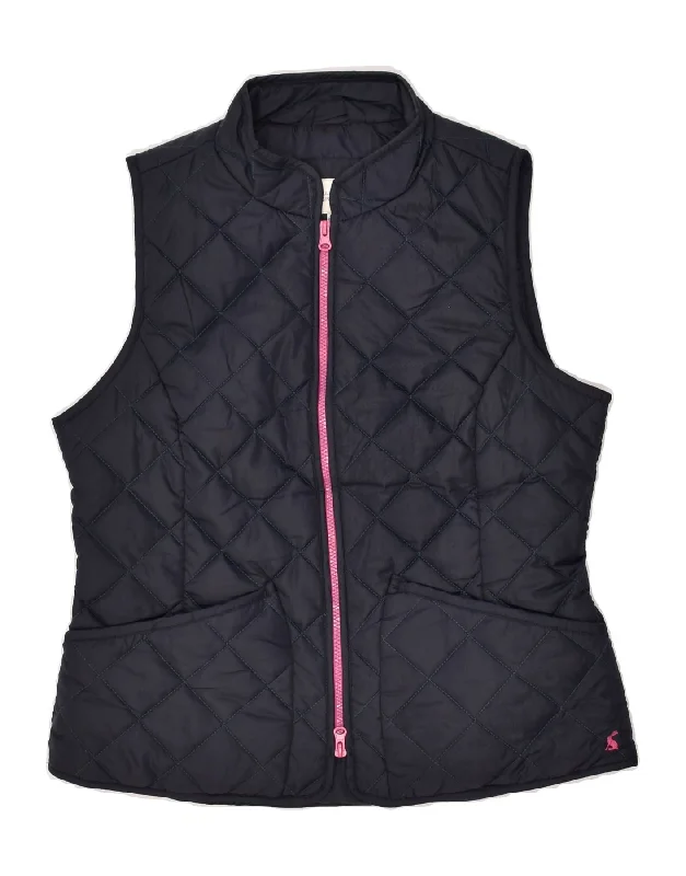 JOULES Womens Quilted Gilet UK 12 Medium Navy Blue Polyester