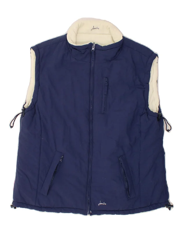 JOULES Womens Reversible Gilet UK 18 XL Navy Blue Nylon