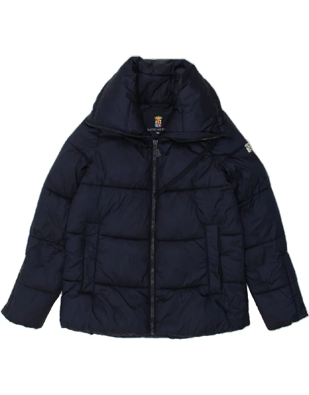 MARINA MILITARE Womens Padded Jacket UK 14 Medium Navy Blue Nylon