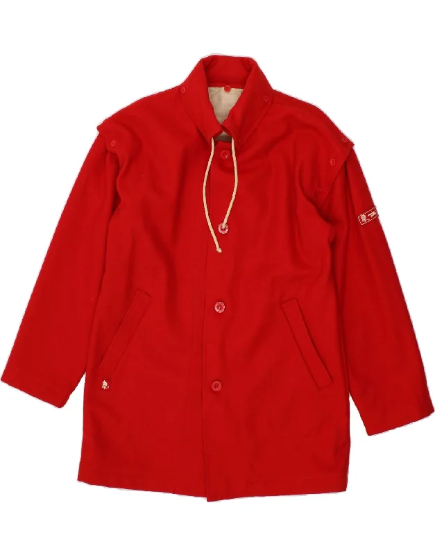 MARINA YACHTING Womens Overcoat IT 46 Large Red Wool