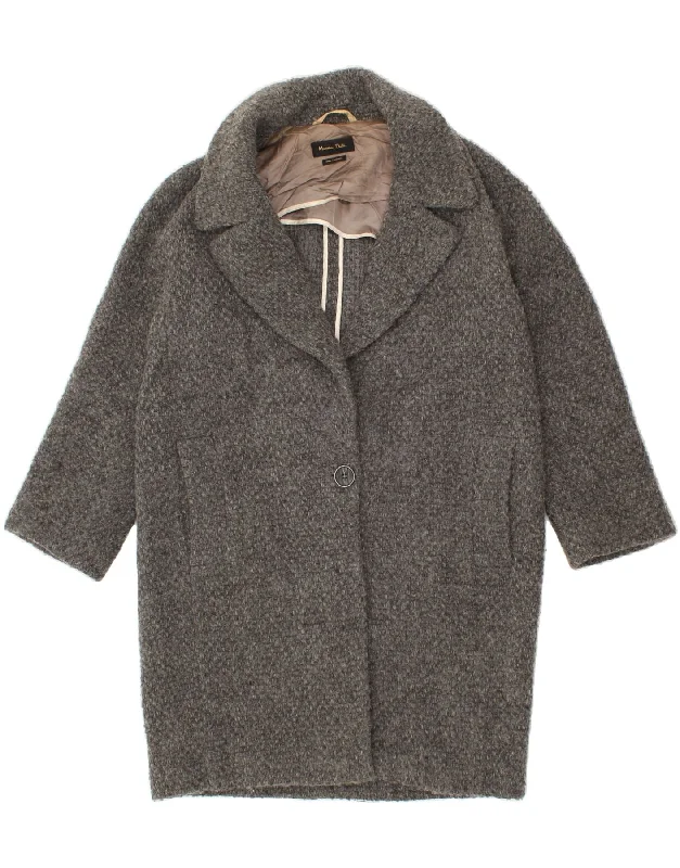 MASSIMO DUTTI Womens Overcoat UK 14 Medium Grey Wool