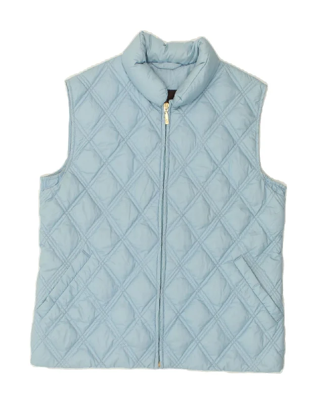 MONCLER Womens Quilted Gilet Size 2 Medium Blue Polyamide