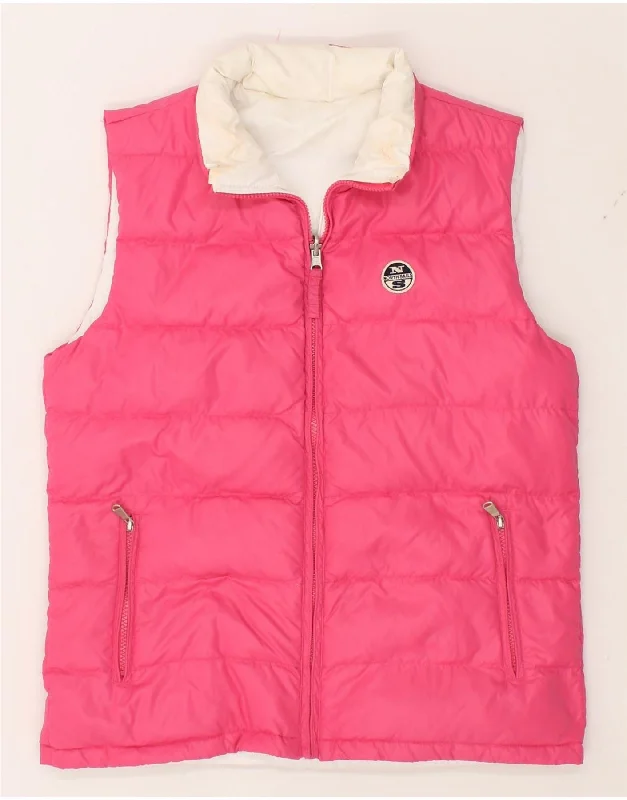 NORTH SAILS Womens Reversible Padded Gilet UK 16 Large Pink Colourblock