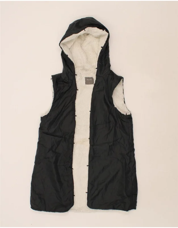 OASIS Womens Hooded Sherpa Gilet UK 14 Medium Black Polyamide