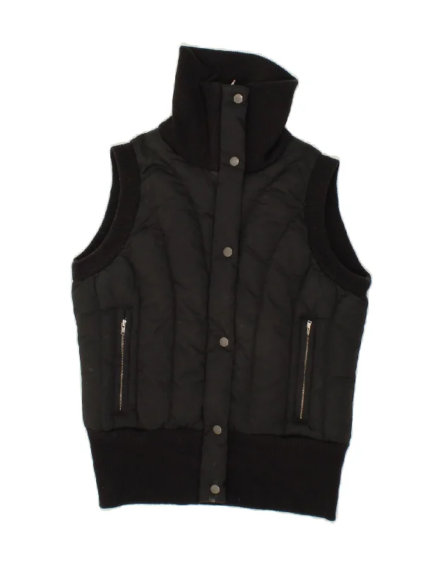 OASIS Womens Padded Gilet UK 10 Small Black Cotton