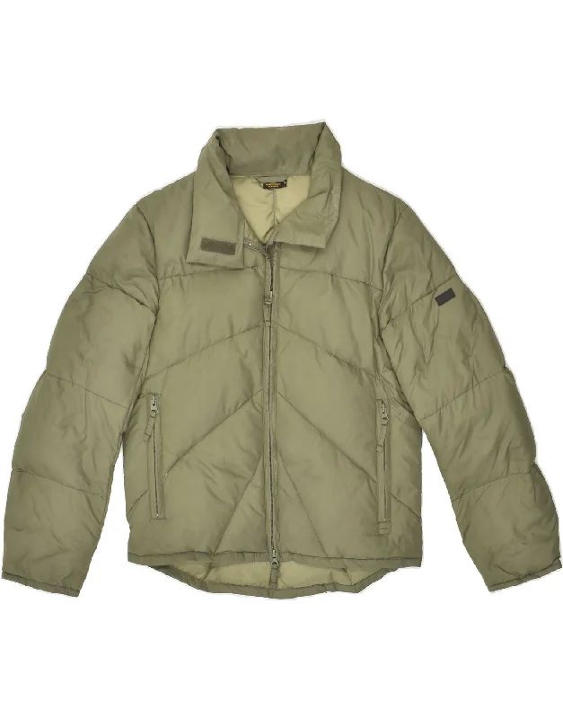 PEPE JEANS Womens Padded Jacket UK 10 Small Khaki Nylon