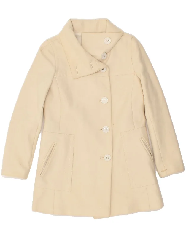 PINKO Womens Overcoat UK 8 Small Beige Wool