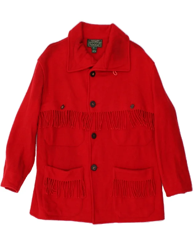 RALPH LAUREN Womens Overcoat UK 10 Small Red Wool