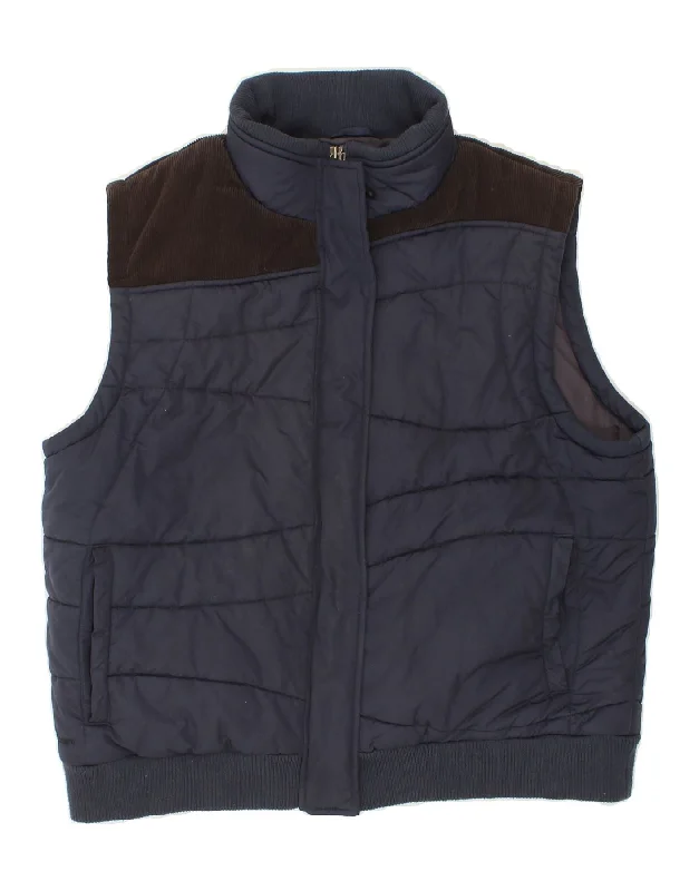 ROHAN Womens Padded Gilet UK 16 Large Navy Blue Colourblock Polyester