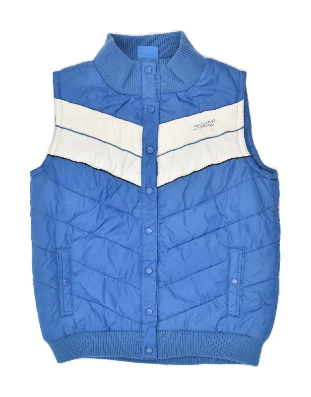 ROXY Womens Padded Gilet US 5 Medium Blue Colourblock Polyester