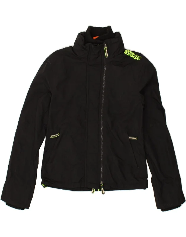 SUPERDRY Womens The Windcheater Windbreaker Jacket UK 14 Medium Black