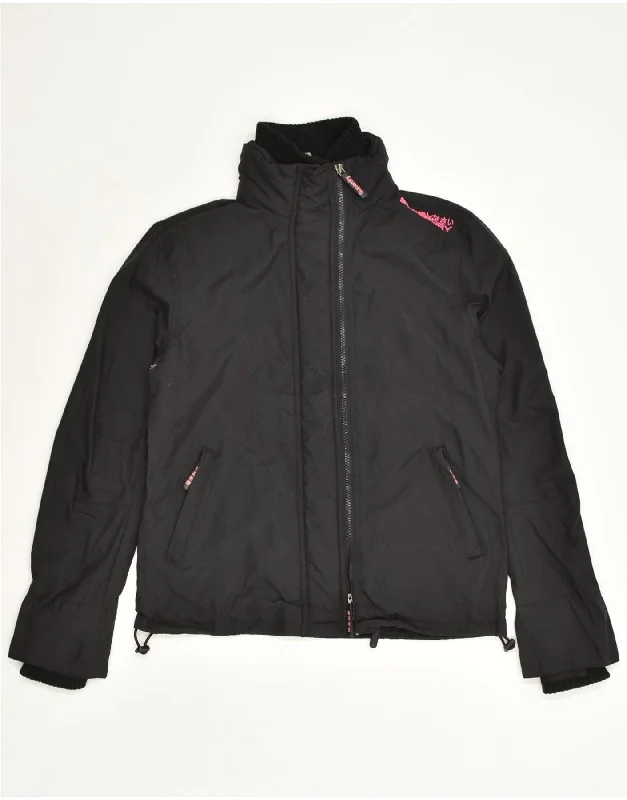 SUPERDRY Womens Windbreaker Jacket UK 16 Large Black Polyamide