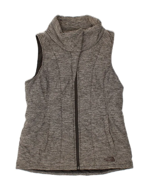 THE NORTH FACE Womens Padded Gilet UK 12 Medium Grey Flecked Polyester