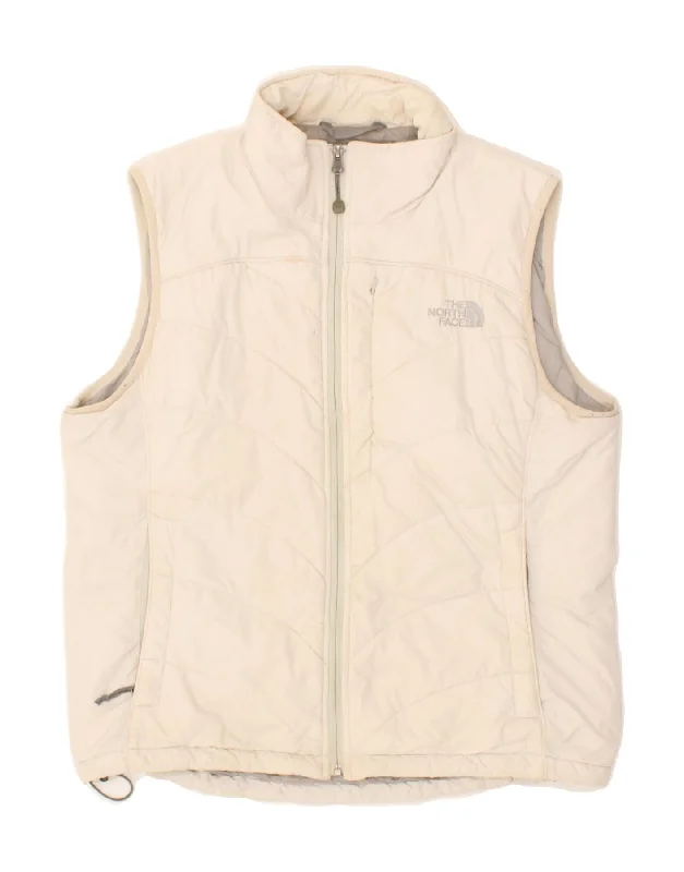 THE NORTH FACE Womens Padded Gilet UK 16 Large Beige Nylon