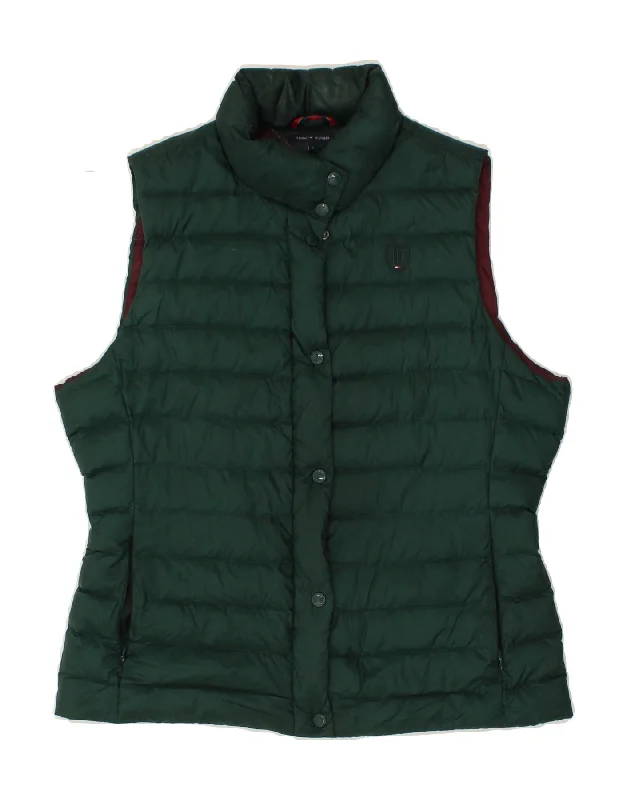 TOMMY HILFIGER Womens Padded Gilet UK 16 Large Green Nylon