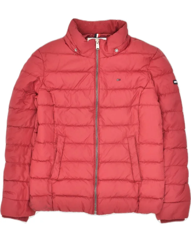 TOMMY HILFIGER Womens Padded Jacket UK 16 Large Red Polyester