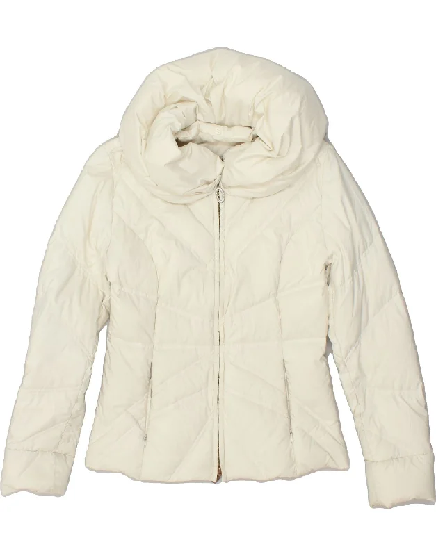 TRUSSARDI Womens Padded Jacket IT 42 Medium White Polyester