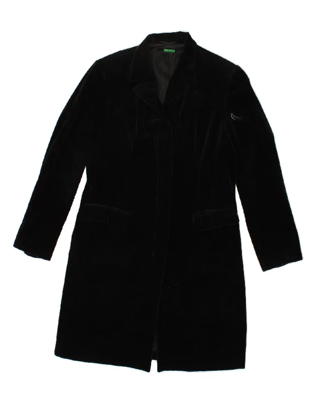 UNITED COLORS OF BENETTON Womens Overcoat IT 46 Large Black Cotton