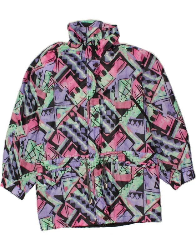 VINTAGE Womens Abstract Pattern Windbreaker Coat UK 18 XL Multicoloured