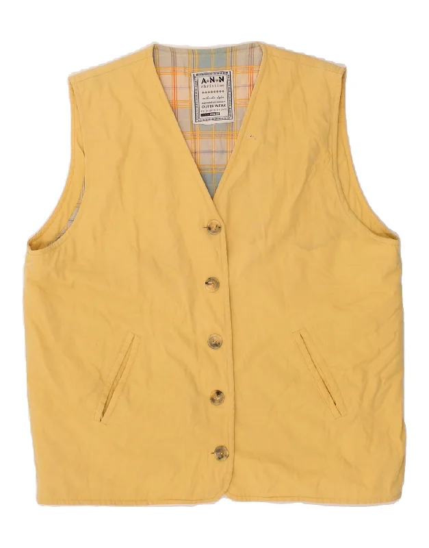 VINTAGE Womens Gilet EU 44 XL Yellow Cotton