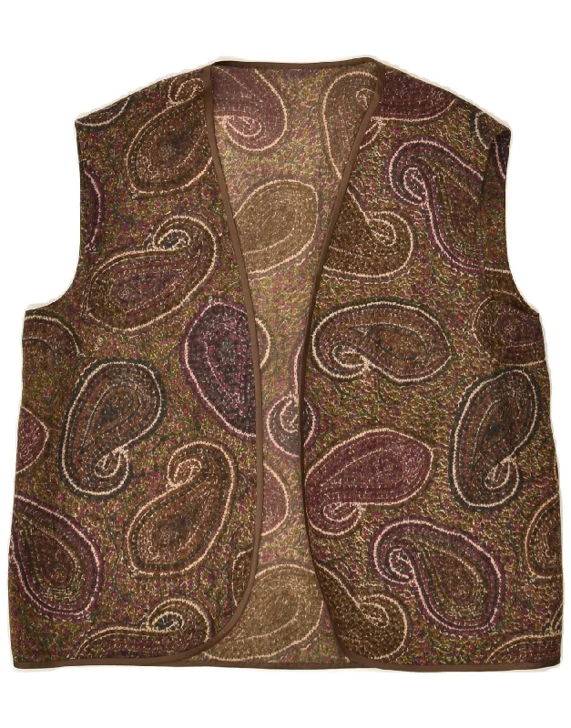 VINTAGE Womens Gilet IT 42 Medium Brown Paisley