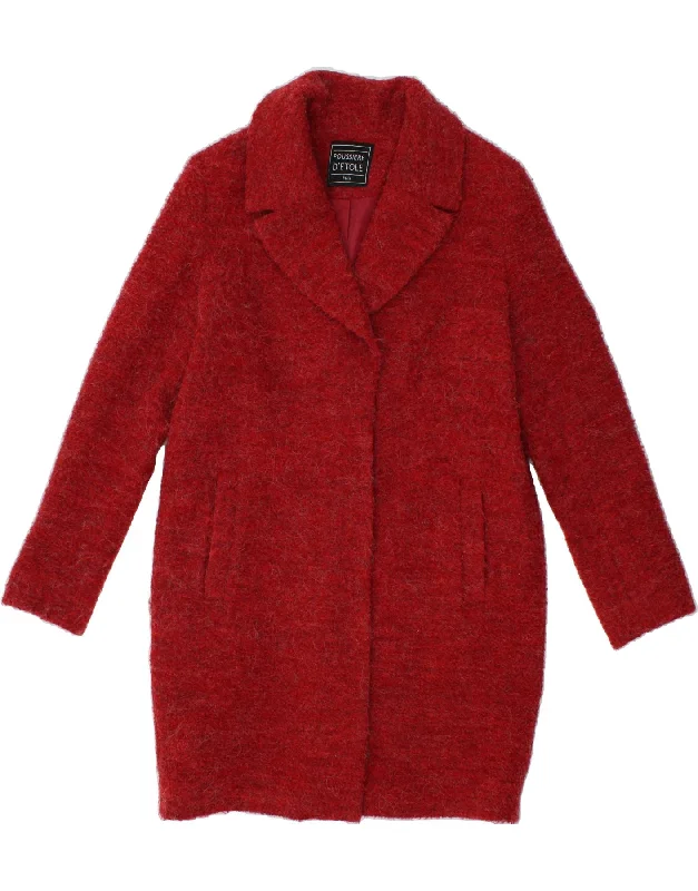 VINTAGE Womens Overcoat EU 38 Medium Red Acrylic