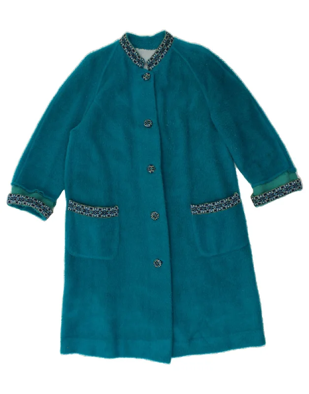 VINTAGE Womens Overcoat UK 16 Large Turquoise