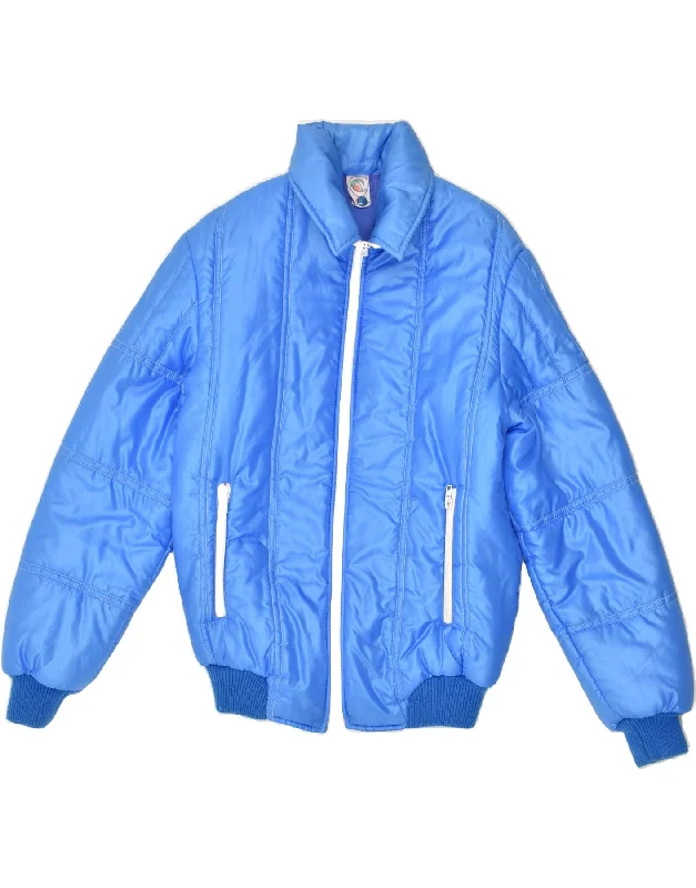 VINTAGE Womens Padded Jacket UK 14 Medium Blue Polyamide