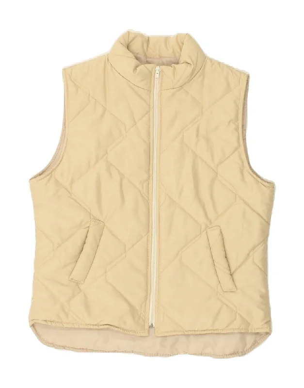 VINTAGE Womens Quilted Gilet UK 18 XL Beige