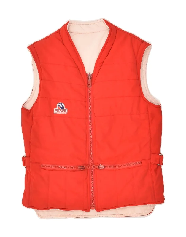 VINTAGE Womens Reversible Padded Gilet UK 36 Small Red Polyester