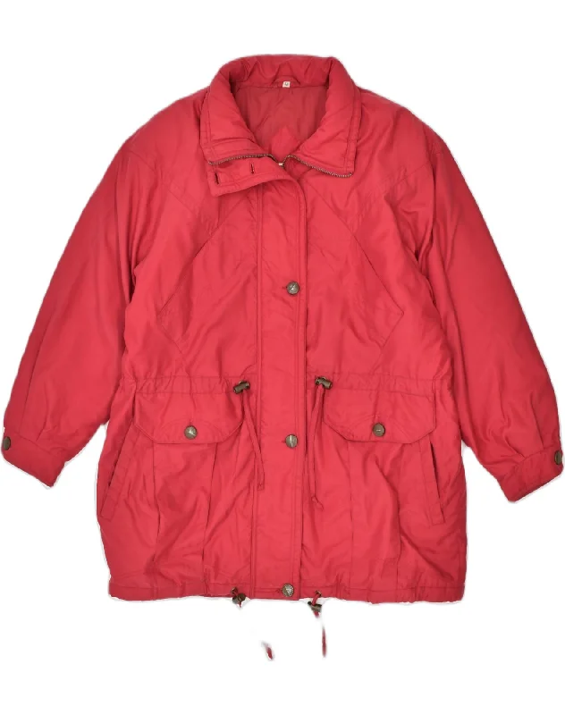 VINTAGE Womens Windbreaker Jacket EU 38 Medium Red Polyester