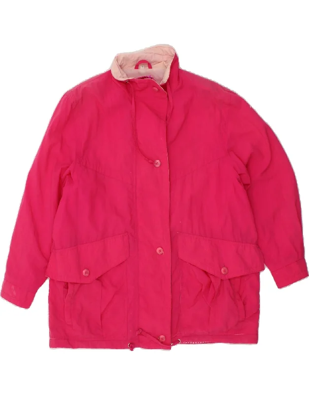 VINTAGE Womens Windbreaker Jacket EU 42 Large Pink Polyester