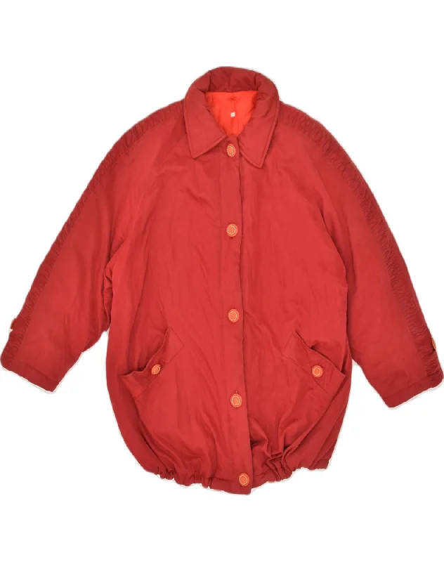 VINTAGE Womens Windbreaker Jacket UK 14 Medium Red Polyester