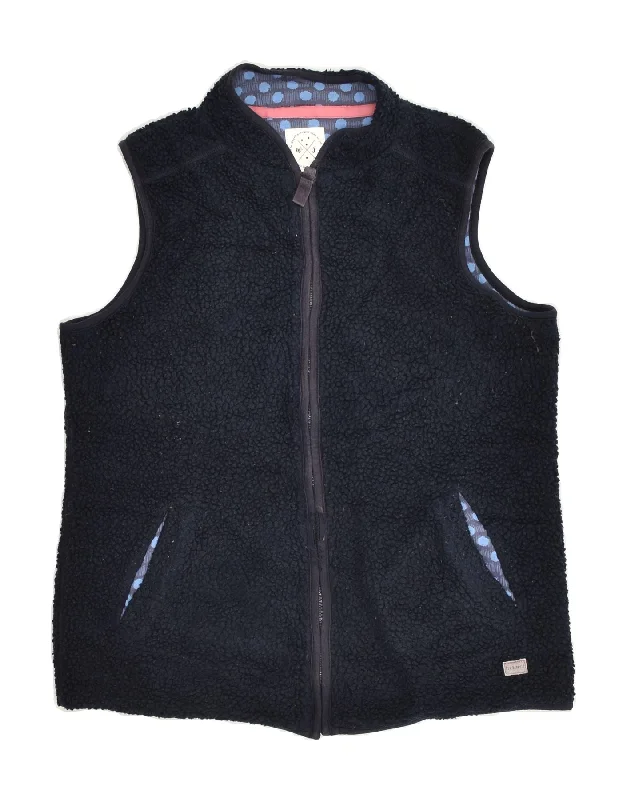 WHITE STUFF Womens Fleece Gilet UK 12 Medium Navy Blue Polyester