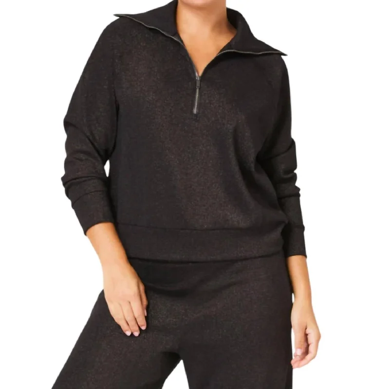 Airessential Shine Half Zip Sweater In Black