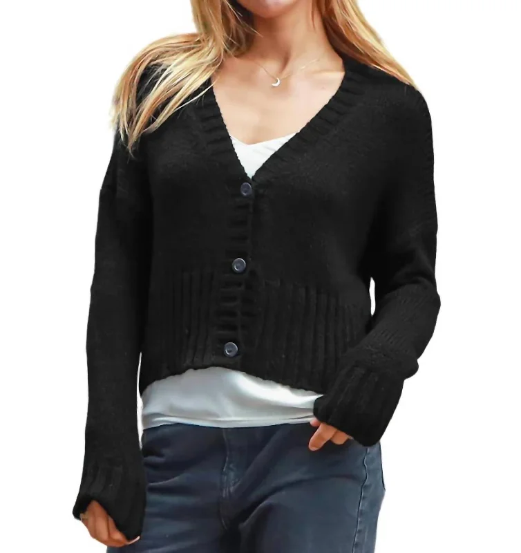 Jac Cropped Cardigan In Black